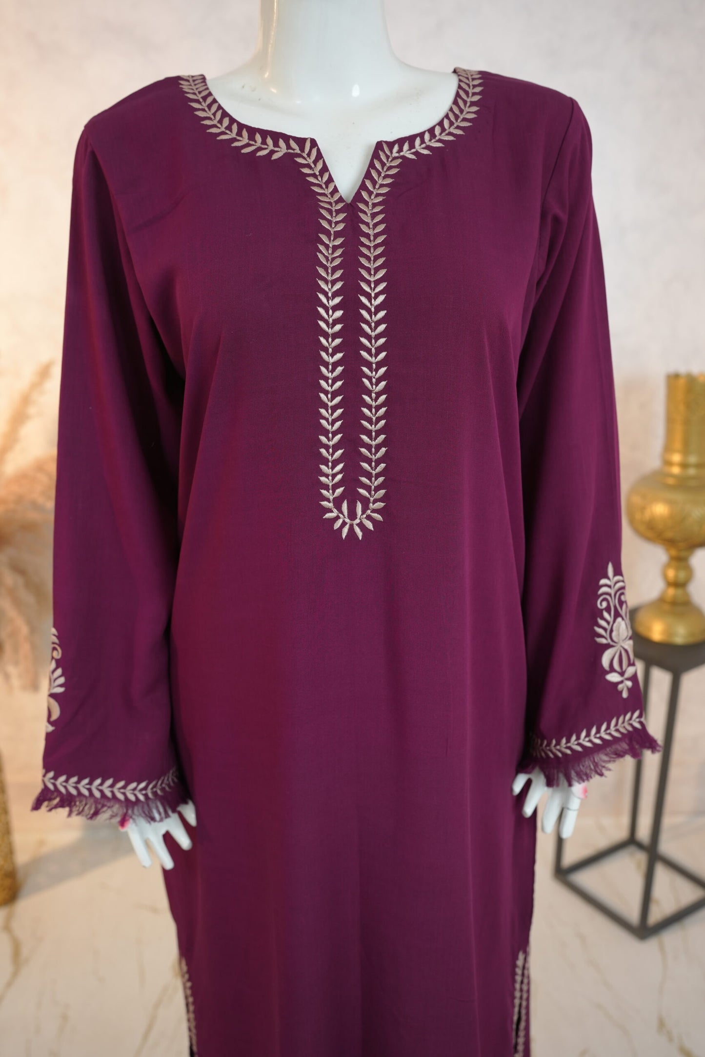 Zarif Long Kaftan Deep Plum