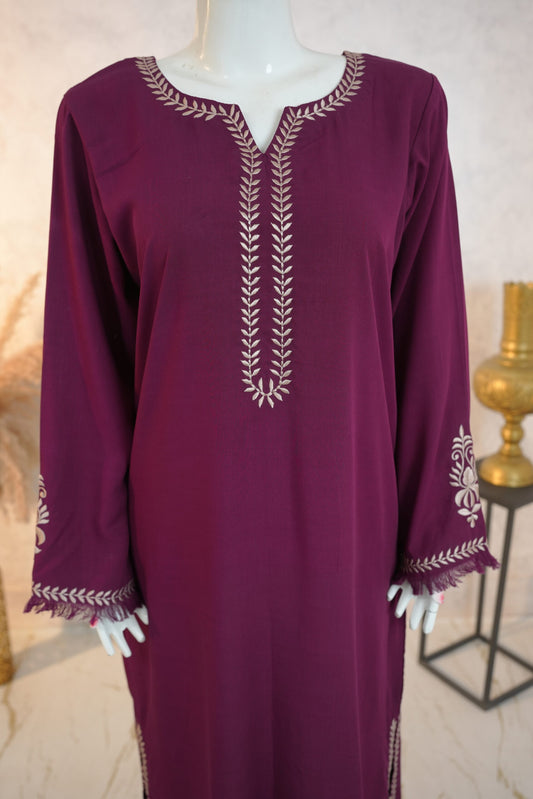 Zarif Long Kaftan Deep Plum
