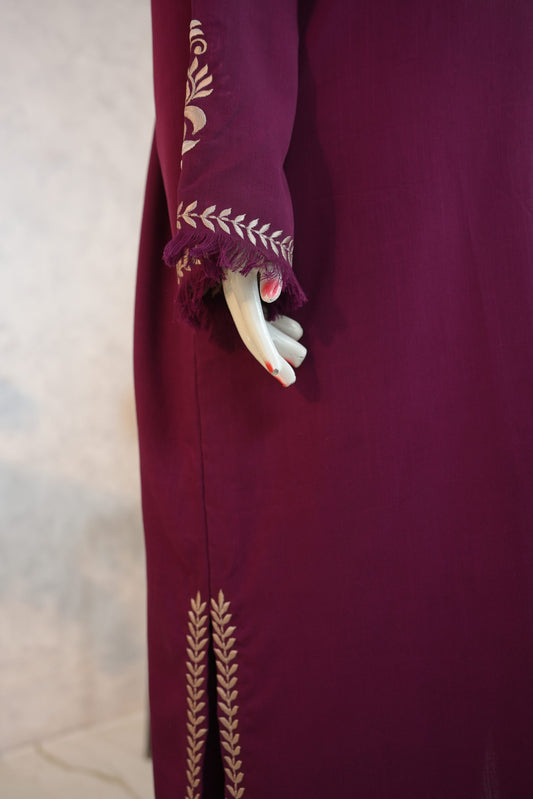 Zarif Long Kaftan Deep Plum