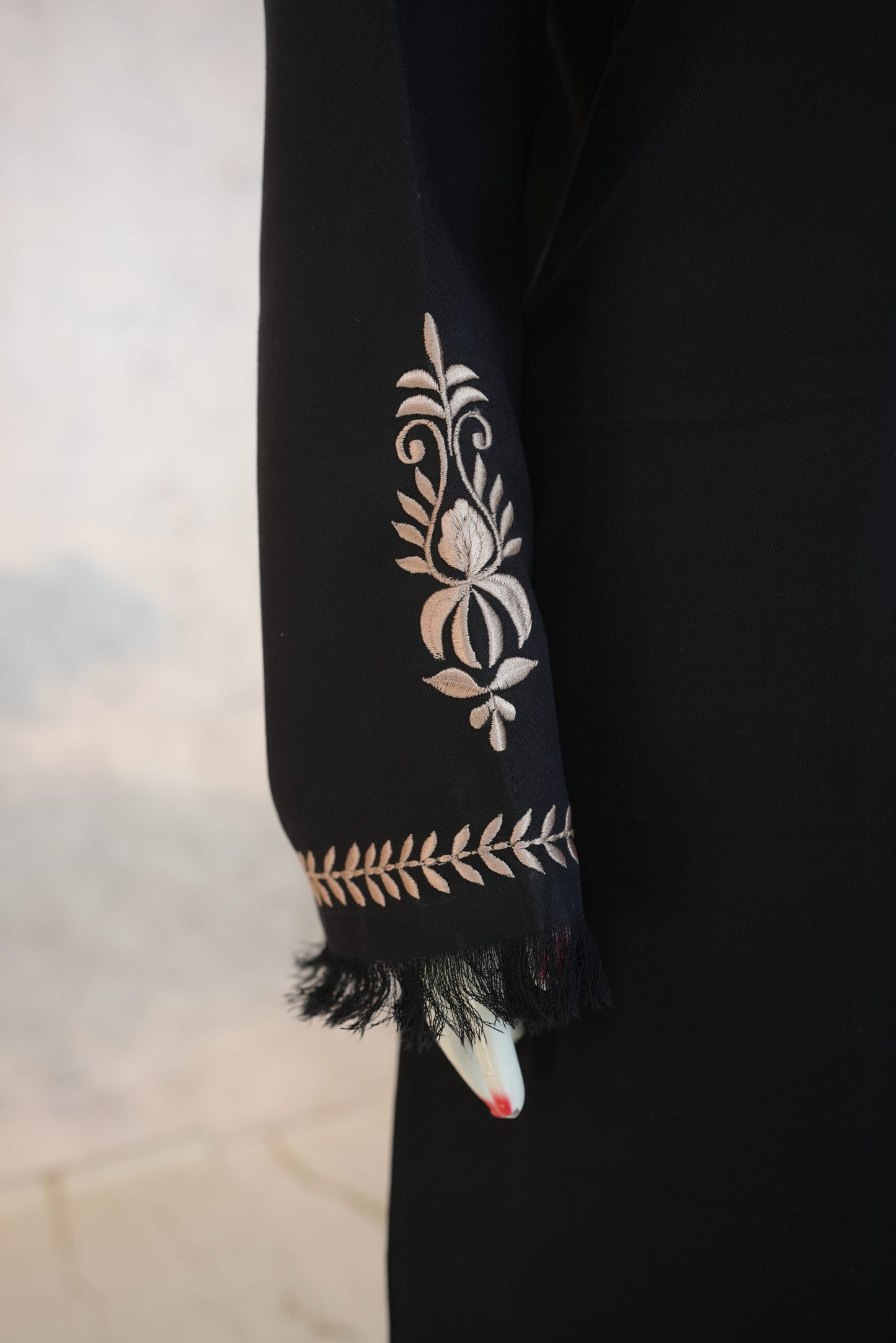 Zarif Long Kaftan Cherry Black