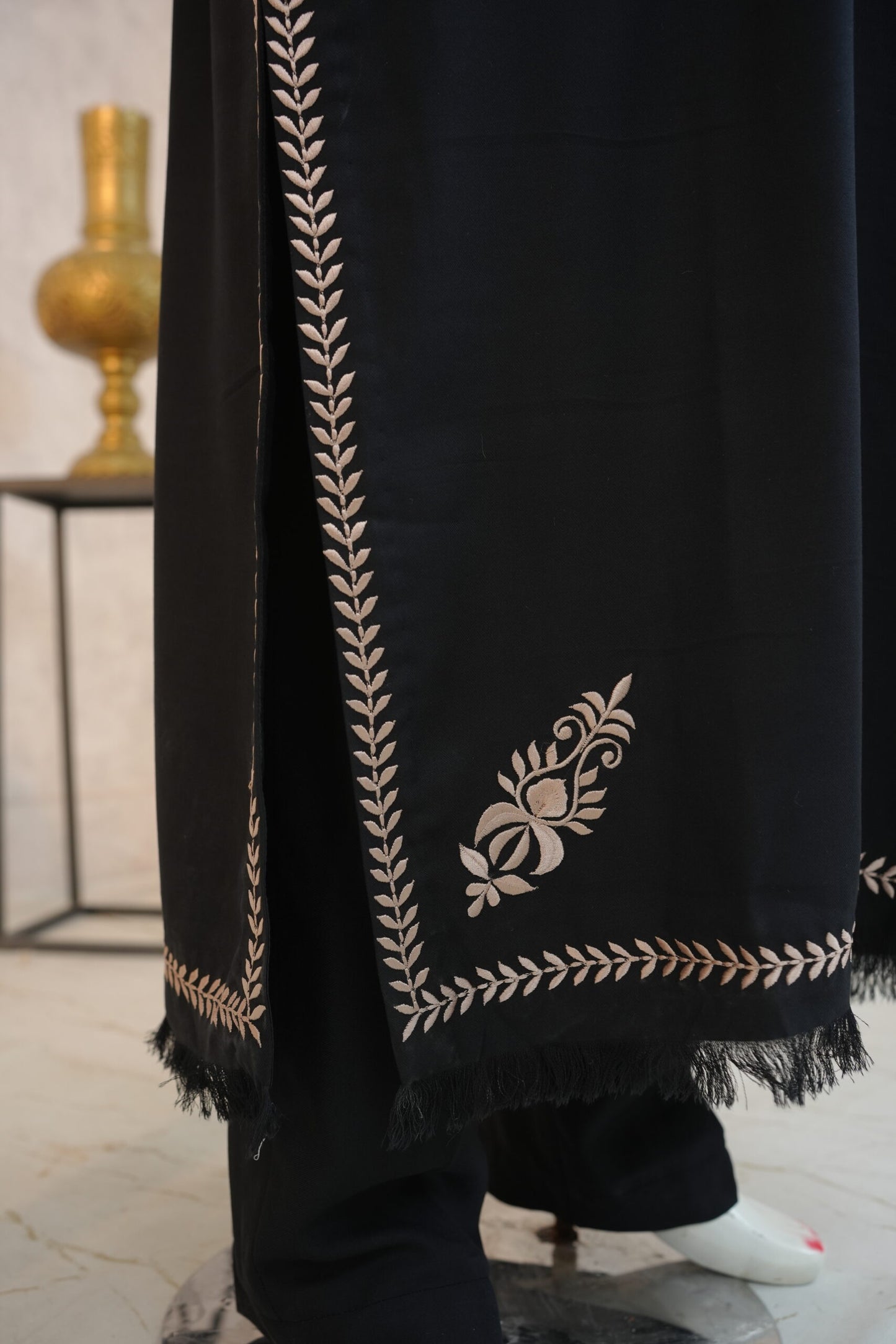 Zarif Long Kaftan Cherry Black