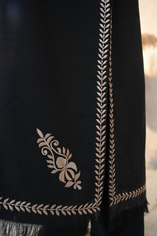 Zarif Long Kaftan Cherry Black