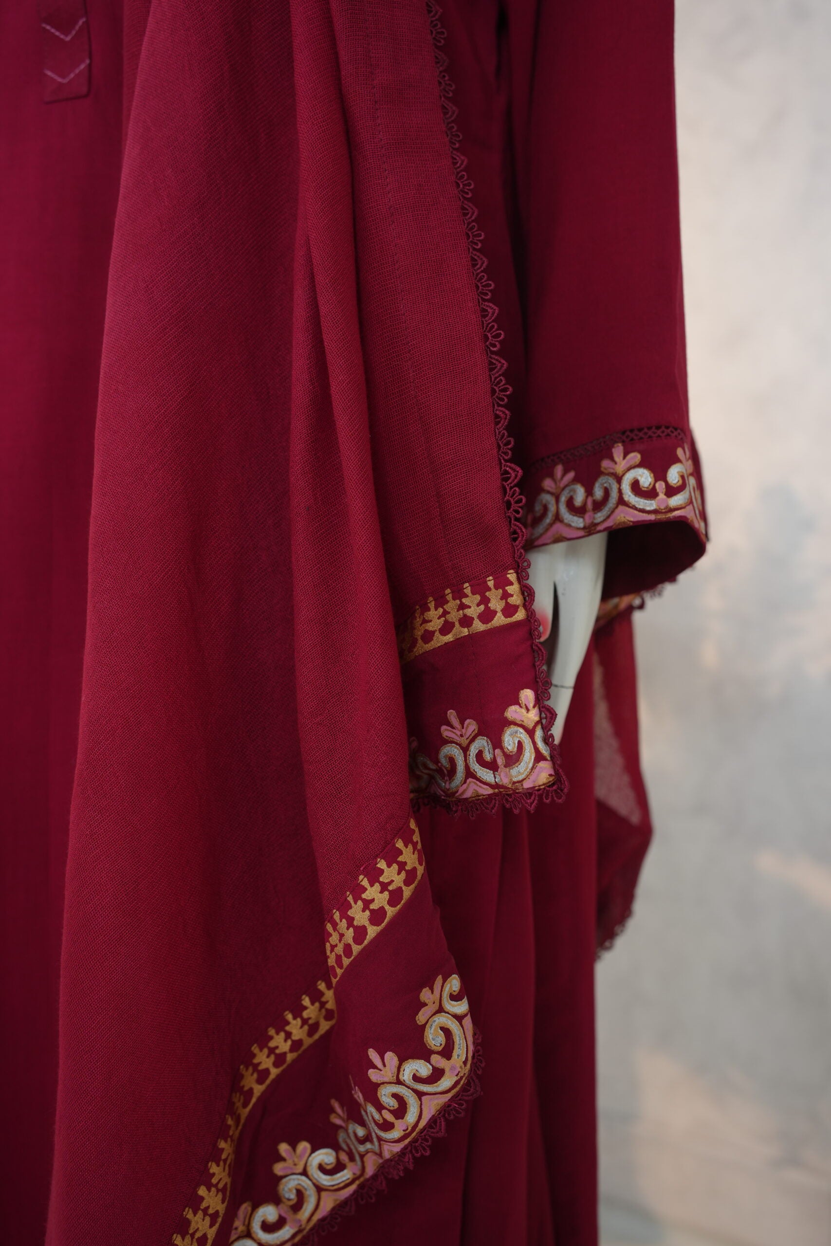 Zarif Blockprint Set Deep Maroon