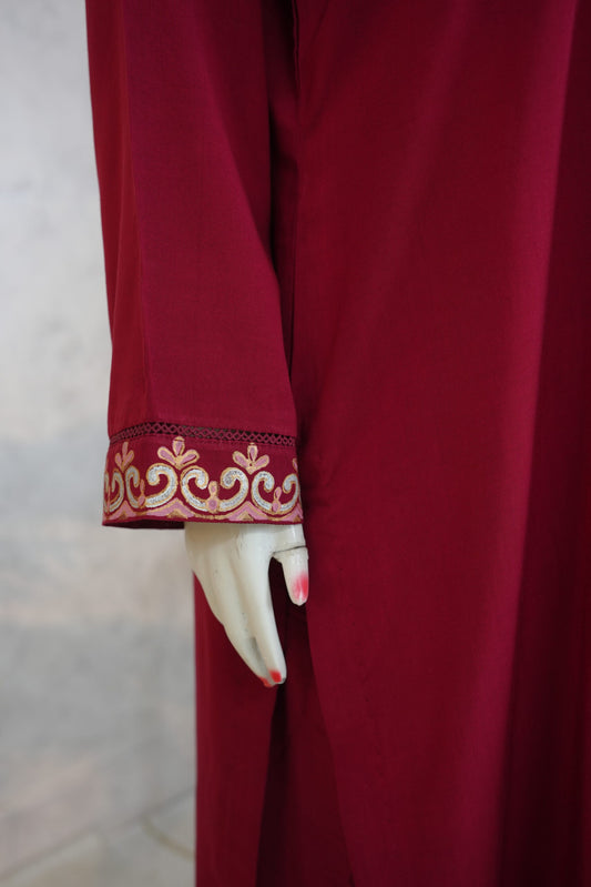 Zarif Blockprint Set Deep Maroon