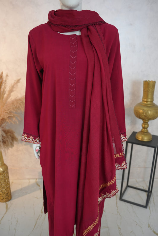 Zarif Blockprint Set Deep Maroon