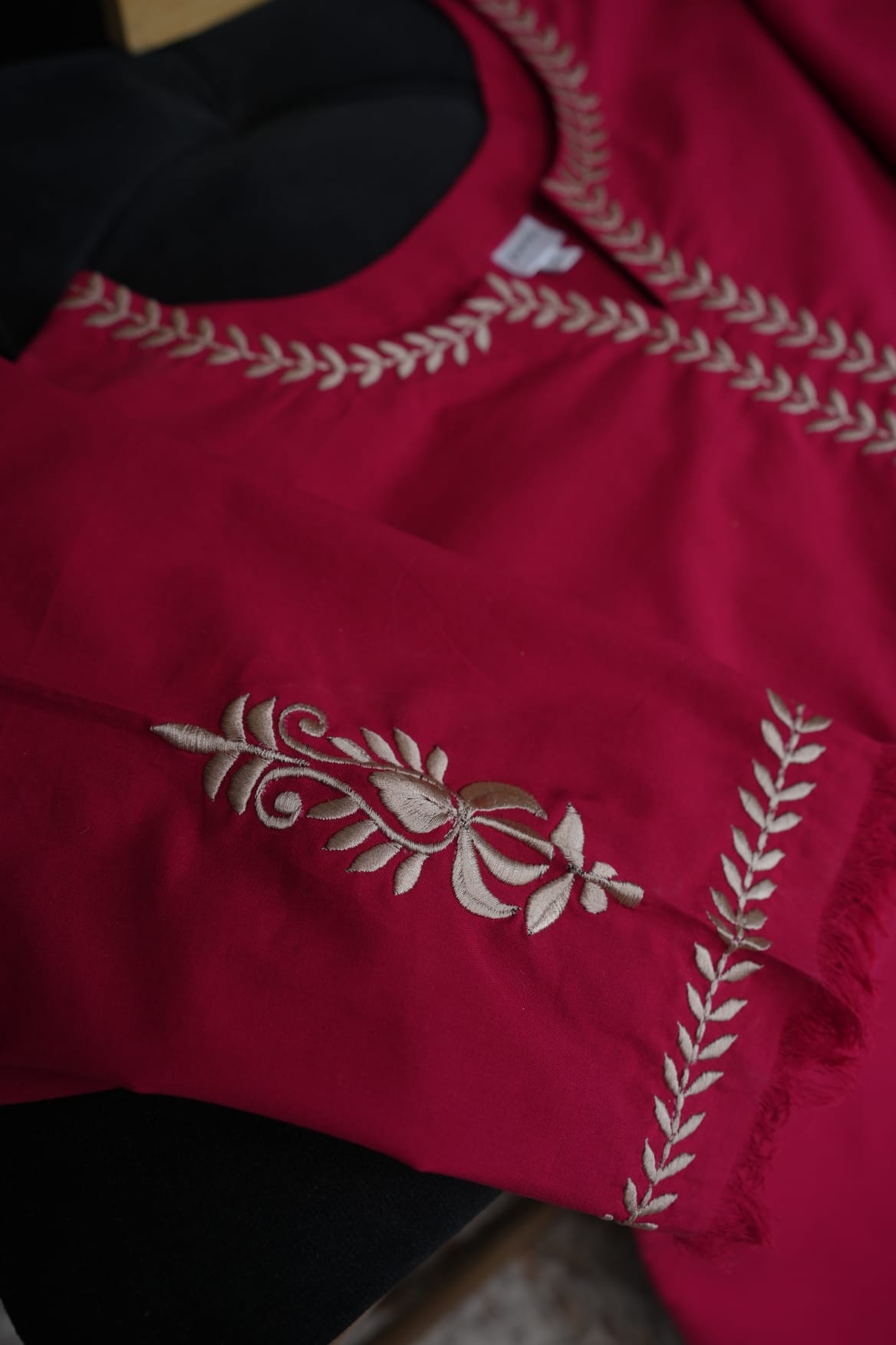 Zarif Long Kaftan Cherry Red